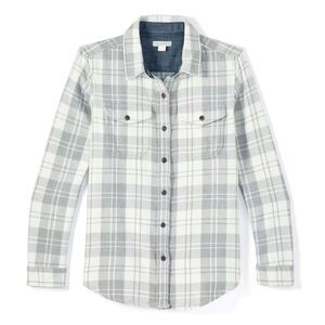 Outerknown Women's Flannel Blanket Shirt Organic Cotton Button Front Gray XS/S